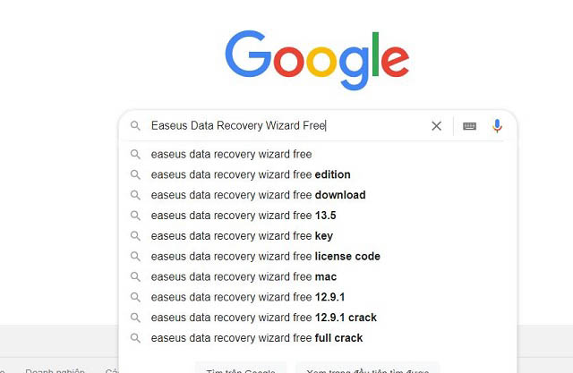 Tìm kiếm và tải EaseUS Data Recovery Wizard Free