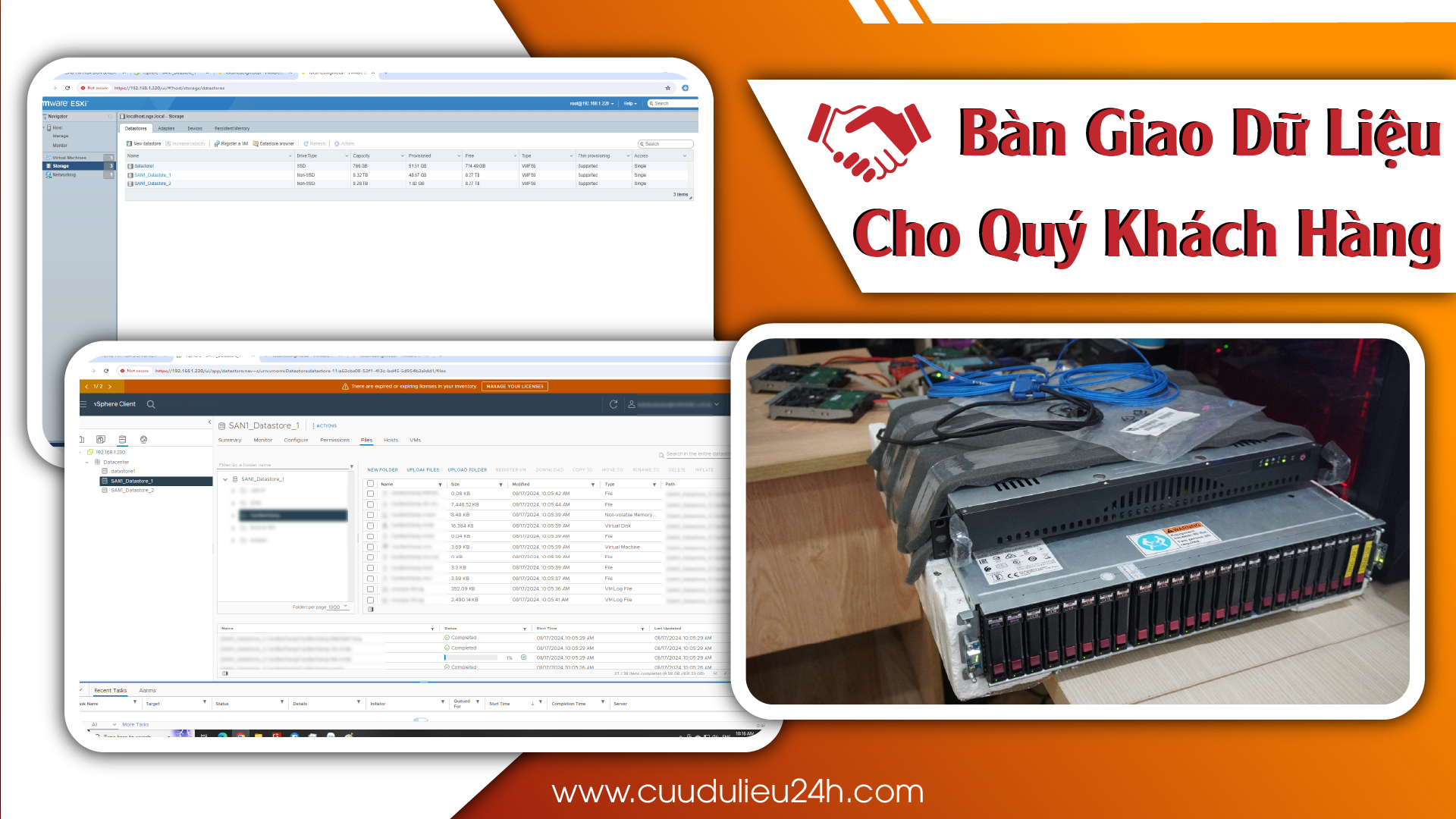 Bàn giao dữ liệu cho khách hàng, hệ thống hoạt động trở lại bình thường
