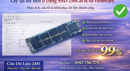 Cứu dữ liệu SSD XSJ 256GB lỗi firmware do chip suy thoái, phục hồi hơn 98% dữ liệu văn phòng tại Bình Dương