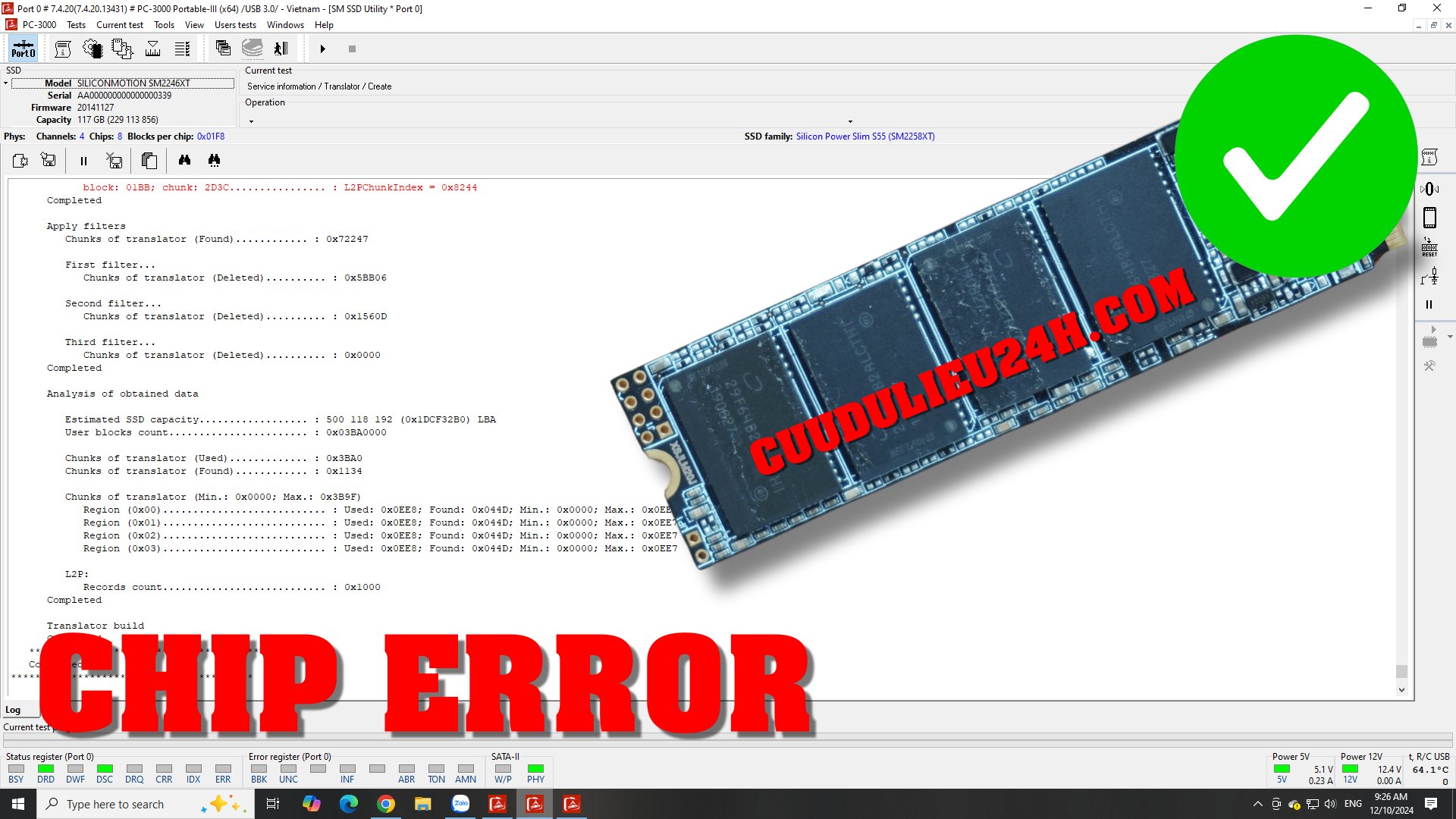 case thực tế cứu dữ liệu từ SSD XSJ 256GB của khách hàng tại Bình Dương
