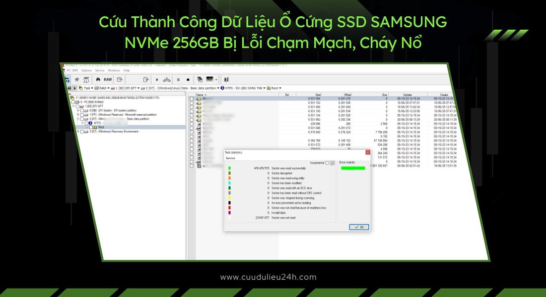 dữ liệu trên SSD SM951 NVMe Samsung 256GB đã được khôi phục