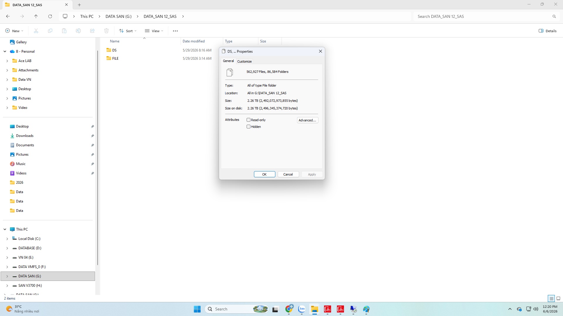 Sau khi dựng lại RAID ảo, dữ liệu máy ảo trong datastore trích xuất dữ liệu ra ngoài khách hàng có thể kiểm tra