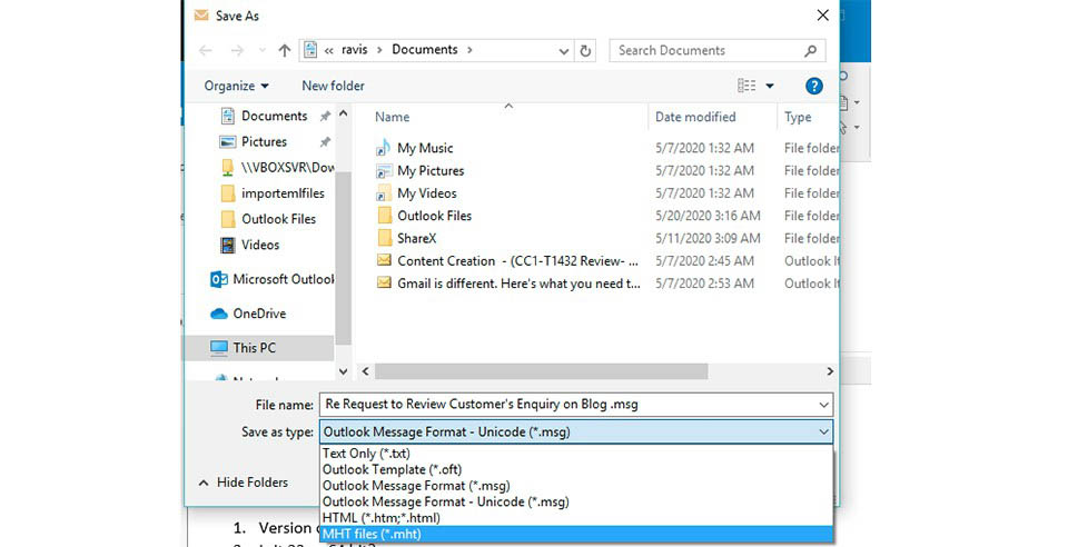 Lưu email Outlook dưới dạng MSG