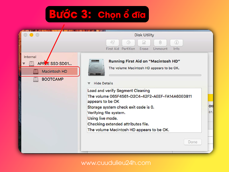 Chọn ổ đĩa Macintosh HD