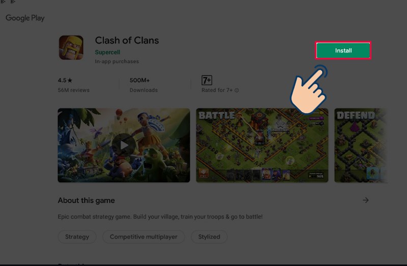 Nhấn v&agrave;o Install để game.