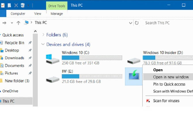 Click open in new windows tại USB/DVD