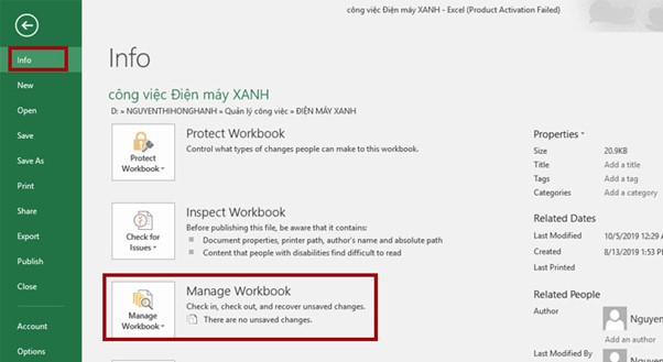 C&aacute;c bước kh&ocirc;i phục lại dữ liệu file excel bị ghi đ&egrave; ngay tr&ecirc;n ứng dụng