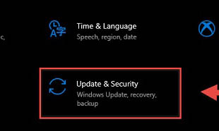 Nhấn chọn Update & Security tại giao diện Settings