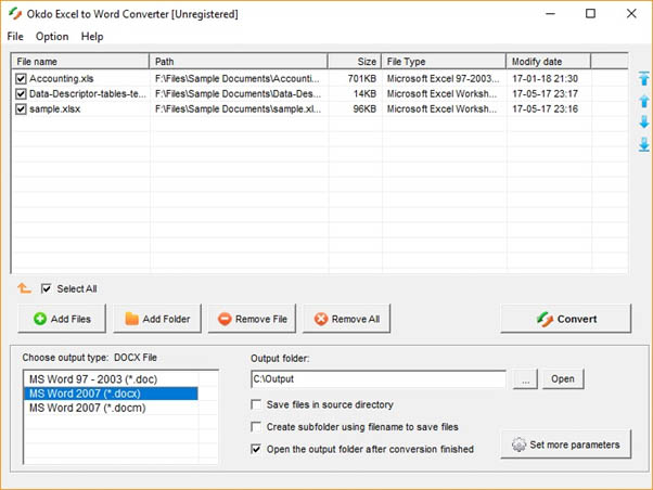  phần mềm Okdo Excel to Word Converter