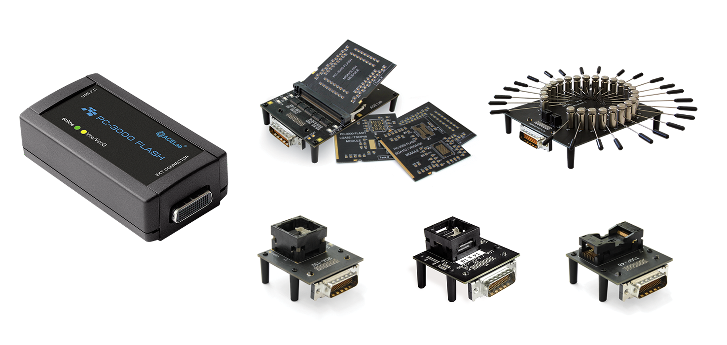 Bộ PC-3000 Flash: Flash Reader v&agrave; c&aacute;c adapter TSOP-48, BGA, LGA, Spider Board, Monolith
