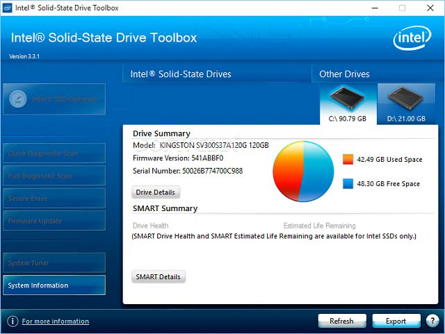 Phần mềm SSD Intel giúp kiểm tra ổ cứng hiệu quả