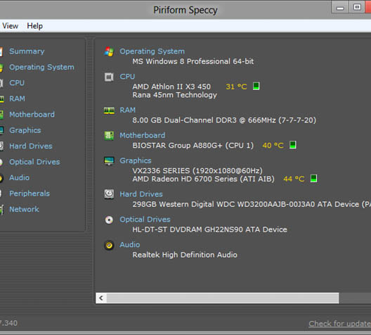 Speccy phần mềm kiểm tra nhiệt độ CPU thông dụng