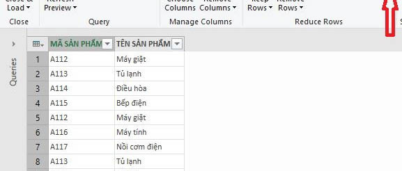 Bảng Query Editor