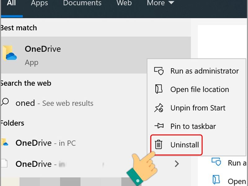Chọn Uninstall sau khi bấm chuột phải 