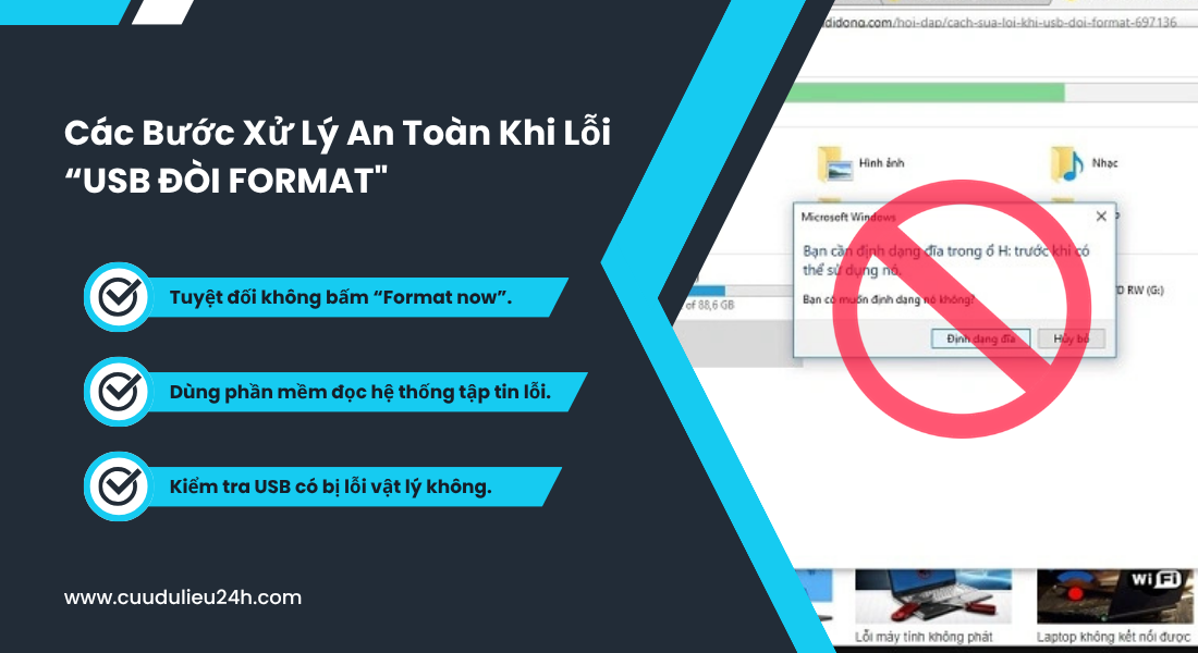 các bước xử lý an toàn khi lỗi usb đòi format
