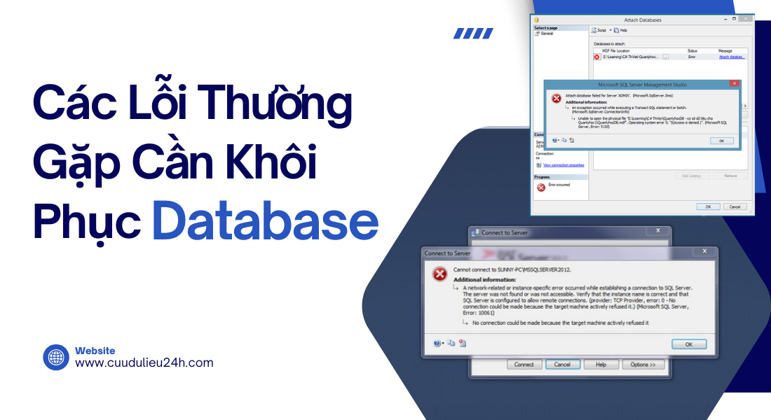  C&aacute;c Lỗi Thường Gặp Cần Kh&ocirc;i Phục Database