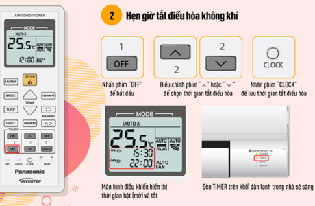 Cách hẹn giờ điều hòa panasonic