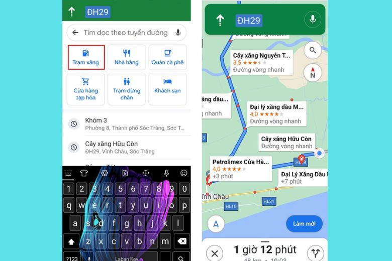Chọn cây xăng gần nhất và di chuyển theo hướng dẫn