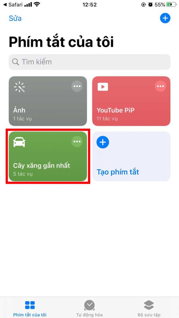 Thêm phím tắt cây xăng gần đây nhất vào Siri Shortcut