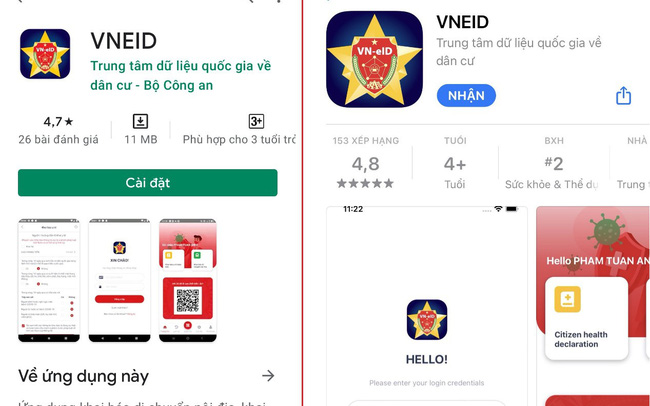 Cấu h&igrave;nh ti&ecirc;u chuẩn của m&aacute;y để c&agrave;i VNEID