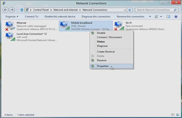 chọn Change Adapter Settings