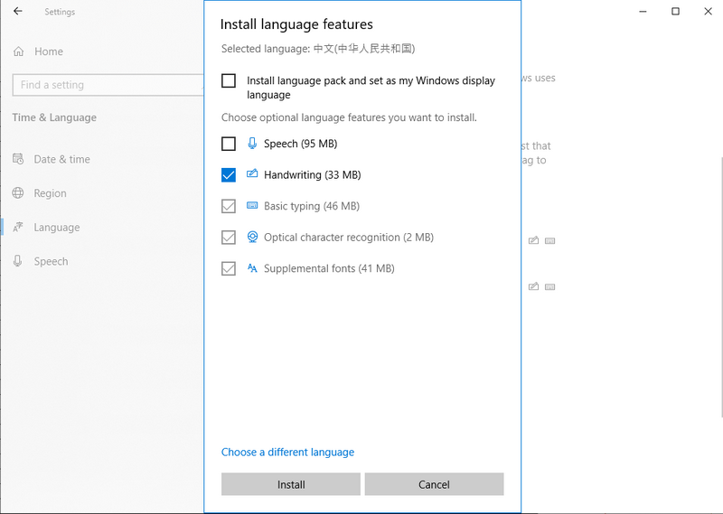 tick chọn Handwriting sau đ&oacute; chọn Install