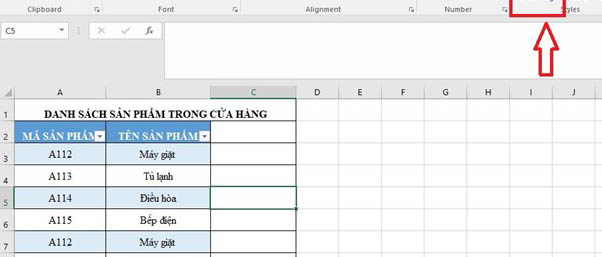 Chọn Conditional Formatting để lọc dữ liệu