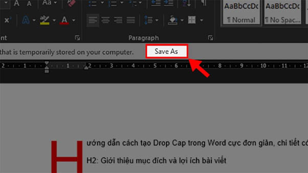 Chọn &ldquo;Save As&rdquo; v&agrave; lưu file lại