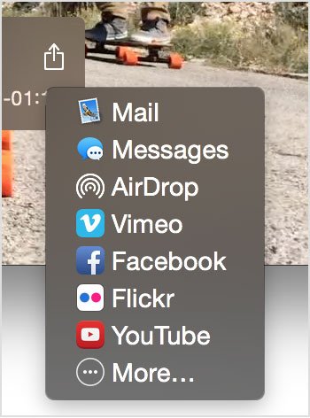Chức năng Share tr&ecirc;n QuickTime