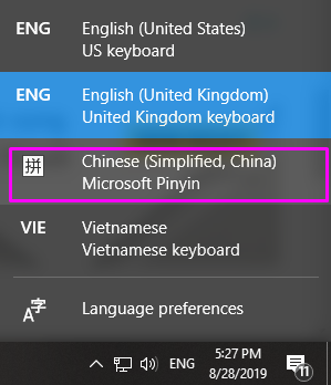 chuyển đổi ng&ocirc;n ngữ ở thanh Taskbar