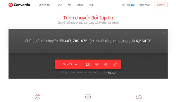 Truy cập v&agrave;o trang chủ của c&ocirc;ng cụ chuyển đổi Convertio