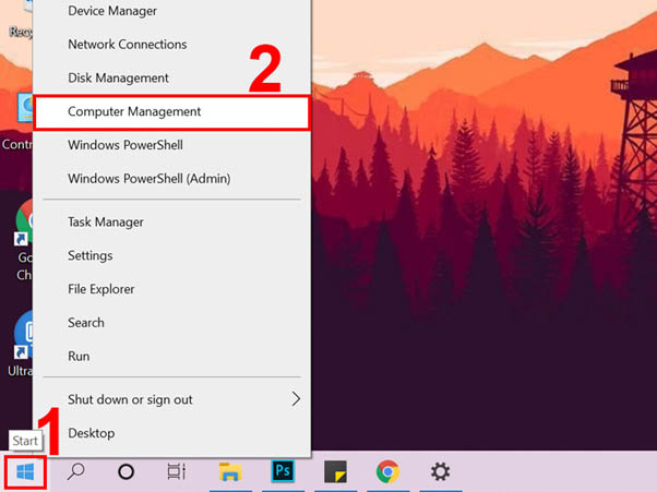 Đổi mật khẩu thiết bị bằng Computer Management
