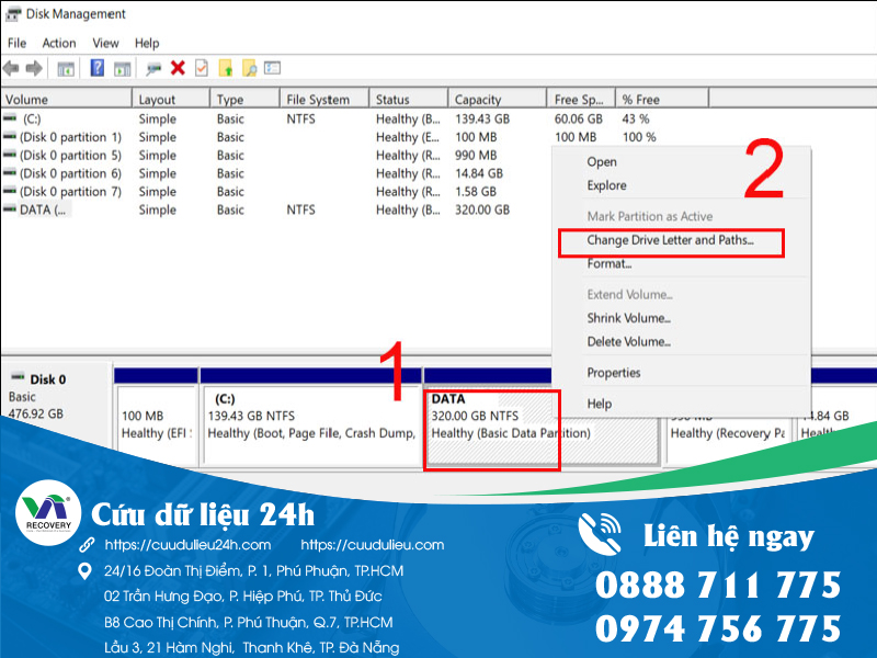 Bước 2 hiện ổ cứng bị ẩn