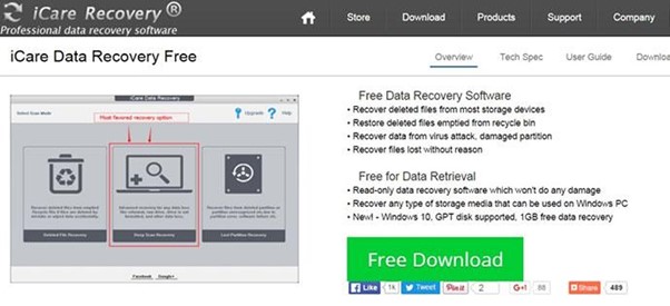 Kh&ocirc;i phục phục dữ liệu kh&ocirc;ng mất ph&iacute; với iCARE Data Recovery Free