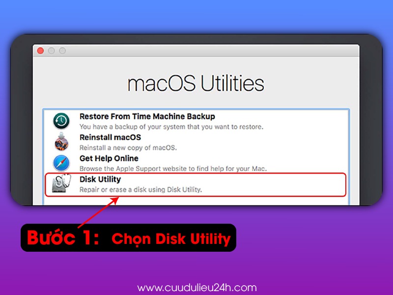 Định dạng ổ đĩa bằng Disk Utility bước 1