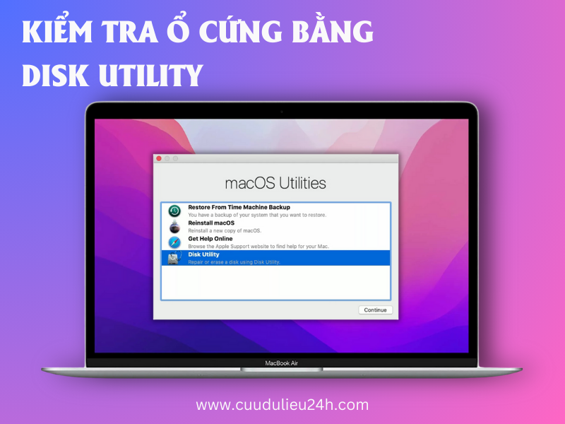 Kiểm tra ổ cứng trong Disk Utility 
