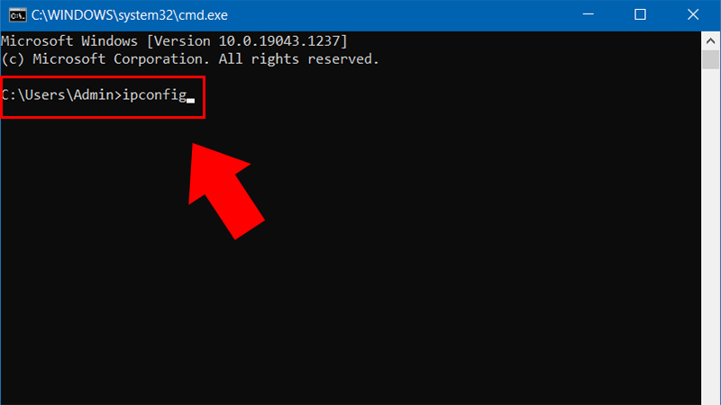 Nhập ipconfig và nhấn Enter. Bước 2