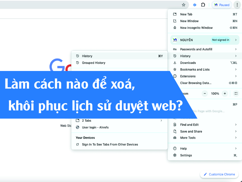 lịch sử duyệt web lưu ở đ&acirc;u