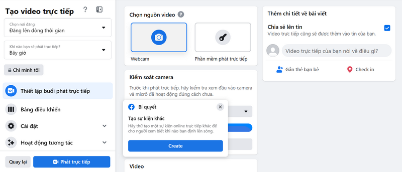 C&aacute;ch live stream facebook tr&ecirc;n m&aacute;y t&iacute;nh