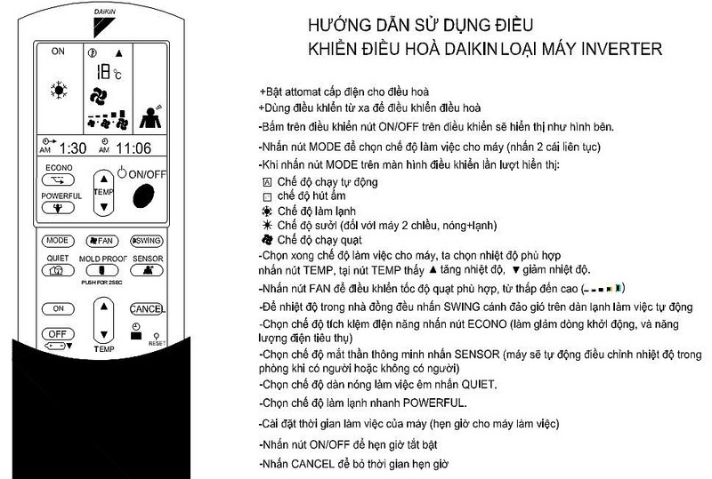 Những lưu ý khi sử dụng remote máy lạnh Daikin