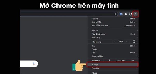 mở v&agrave;o giao diện của tr&igrave;nh duyệt Google Chrome 