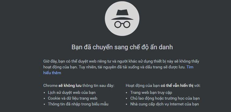 Mở web ẩn danh