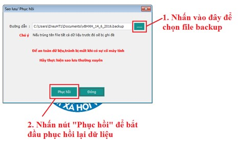 Phục hồi dữ liệu bảo hiểm x&atilde; hội sau khi cập nhật phần mềm