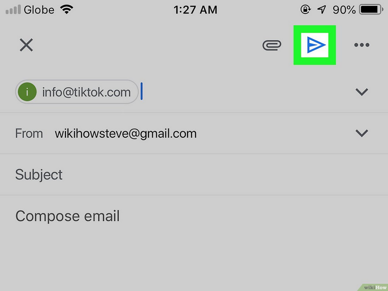 Gửi mail đến TikTok