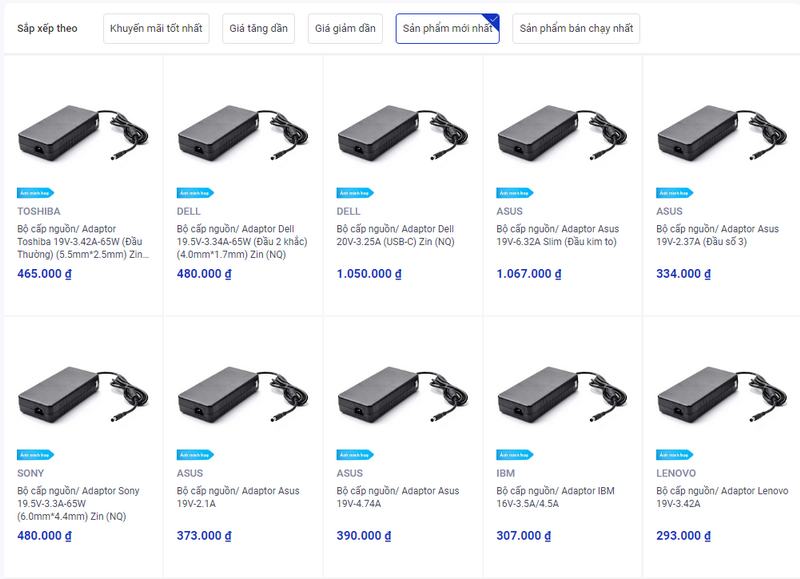 giá sạc laptop chính hãng