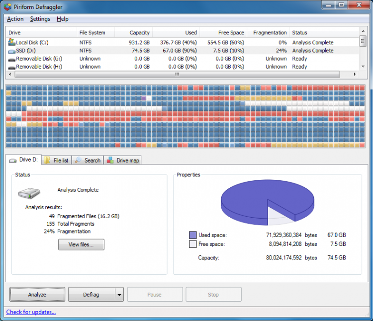Sử dụng CCleaner Defraggler