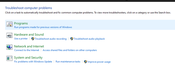 Sử dụng tính năng Troubleshooting để khắc phục nhanh sự cố