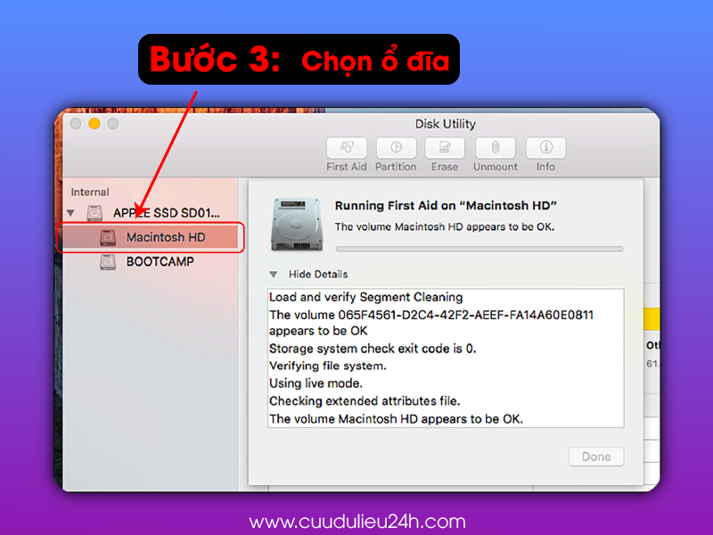 Sửa chữa ổ đĩa bằng Disk Utility bước 1