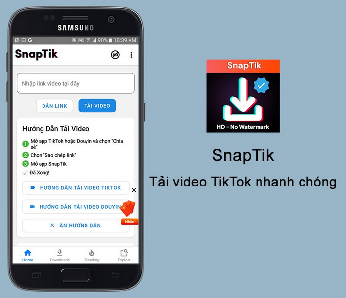 Tải Snaptik tr&ecirc;n điện thoại
