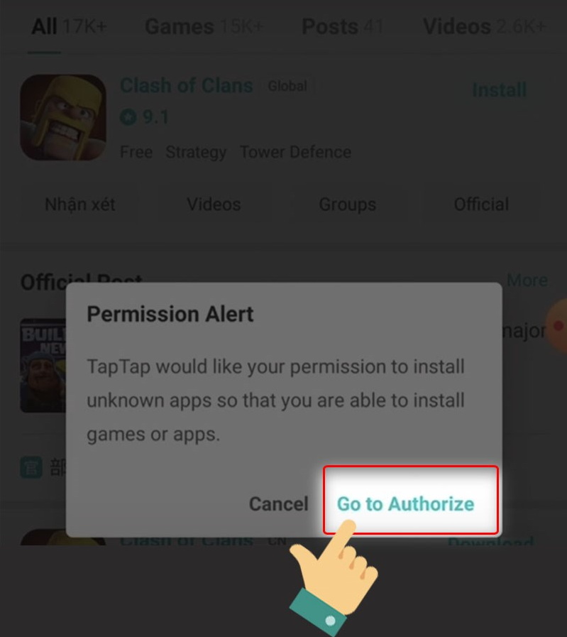 Chọn Go to Authorize